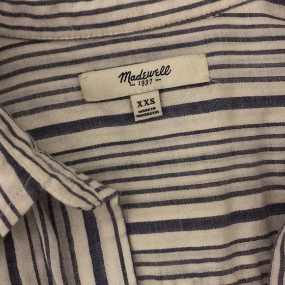 Madewell Tie Front Buttondown Stripe XXS - Picture 2 of 2